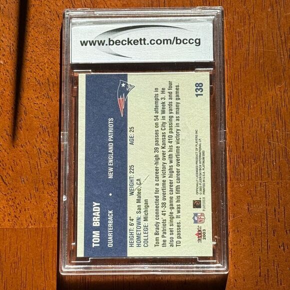 2003 Fleer Platinum Tom Brady #138 BCCG 10 Mint or Better Beckett - Picture 4 of 6